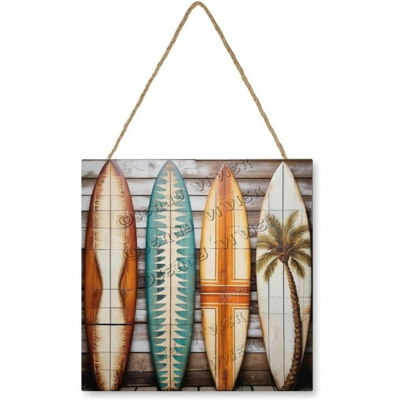 Zomyto 12x12 In Square Hanging Wood Sign Surfboard Wall Decor