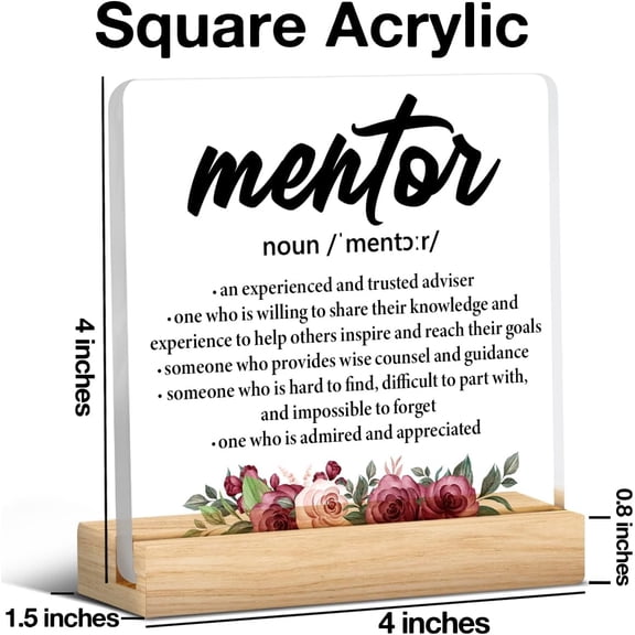 Zomyto 4"x4" Mentor Gift for Women, Thank You Mentor Gift, Leaving Going Away Retirement Gifts for Boss Leader Supervisor Mentor Clear Desk Decorative Sign Acrylic Sign