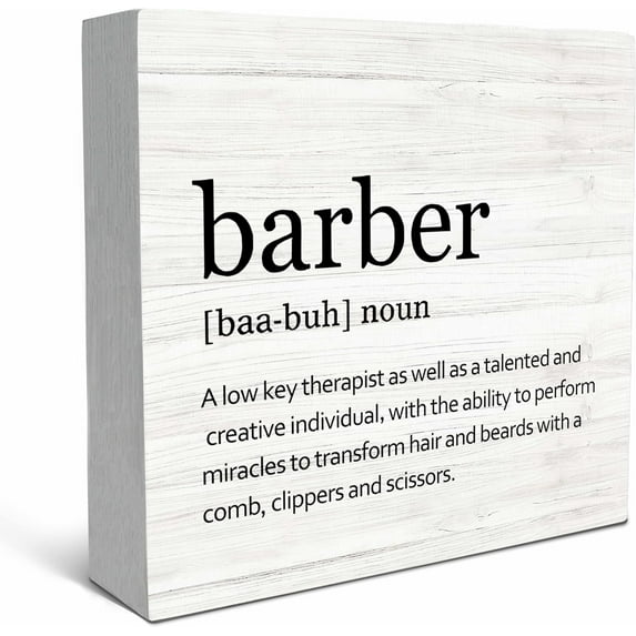 Zomyto 5"x5" Barber Wood Box Sign Desk Decor,Barbershop Decor,Barber Decor,Salon Decor,Hair Salon Decor,Hairdressers,Barbers Box Sign