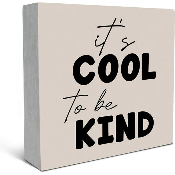Zomyto 5"x5" Be Kind Wood Box Sign Desk Decor,Its Cool To Be Kind,Be Kind Sign For Classroom Office,Be Kinds