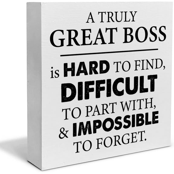 Zomyto 5"x5" Boss Appreciation Gift Decorative Wooden Box Sign a Truly Great Boss is Hard to Find Wood Block Plaque Desk Decor Office Shelf or Wall Display