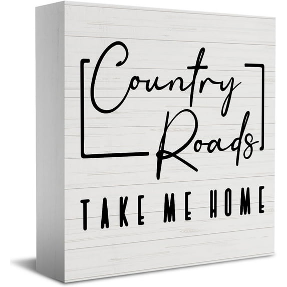 Zomyto 5"x5" Country Decor Road Signs Room Decor Farmhouse Home Decor House Decor Cottage Decor Rustic Wooden Family Sign Country Roads Take Me Home Wooden Box Signs