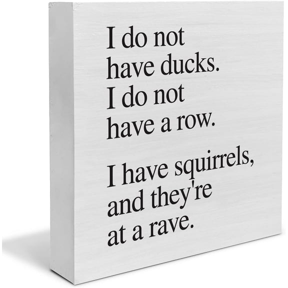 Zomyto 5"x5" Country Sarcastic Wood Box Sign Decor Desk Sign I Do Not Have Ducks Quote Wooden Box Block Sign