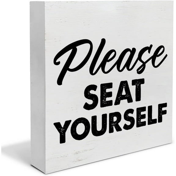 Zomyto 5"x5" Country Seat Yourself Wood Box Sign Decor Desk Sign Bathroom Quote Wooden Box Block Sign