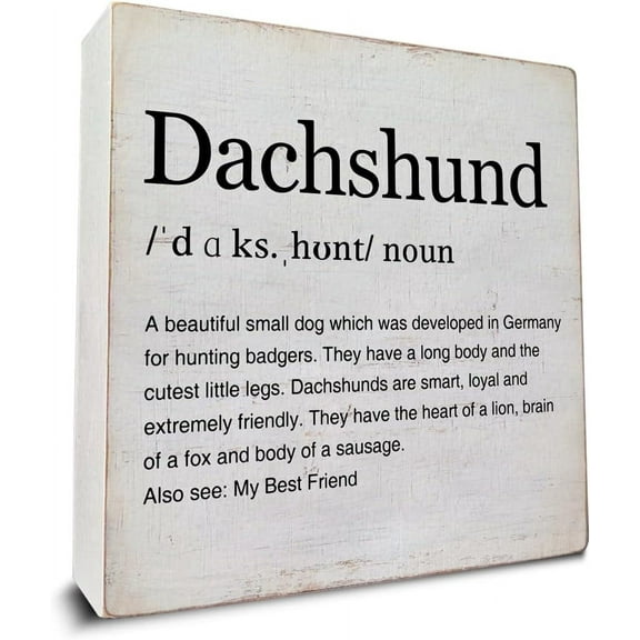 Zomyto 5"x5" Dachshund Gift Ideas Dachshund Definition Art Wooden Box Sign Dachshund Dog Lover Desk Decorative Wooden Sign Home Decor