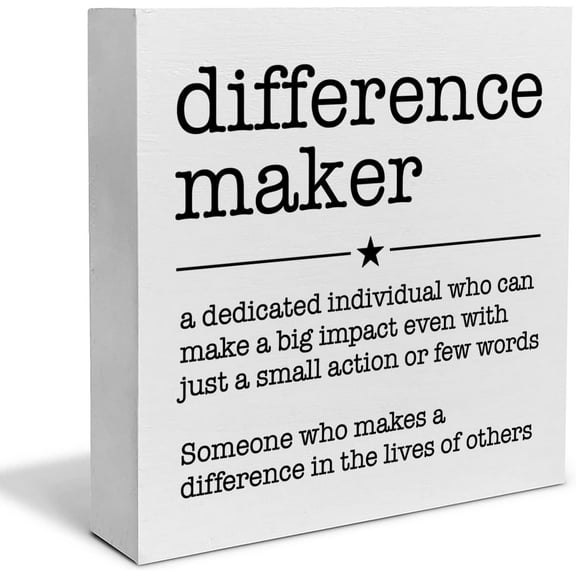 Zomyto 5"x5" Difference Maker Definition Decorative Wooden Box Sign Thank You Appreciation for Teacher Boss Leader Coworker Wood Block Plaque