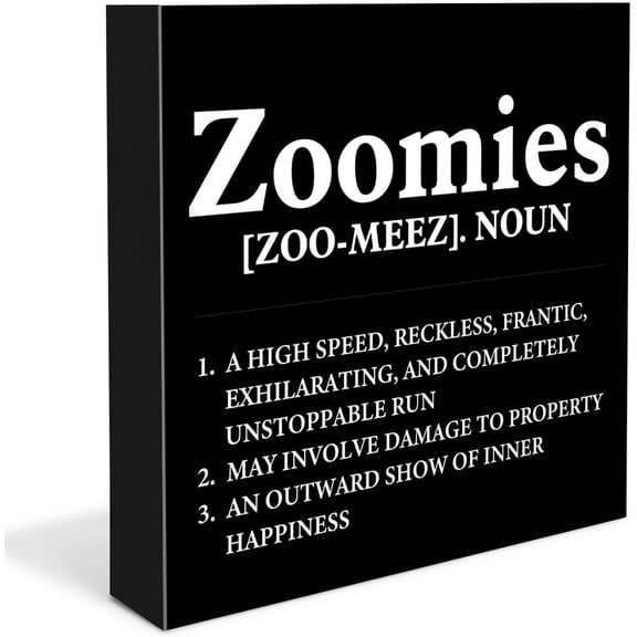Zomyto 5"x5" Dog Lover Gift Zoomies Definition Wooden Box Sign Dog Theme Desk Decorative Wooden Sign Home Decor