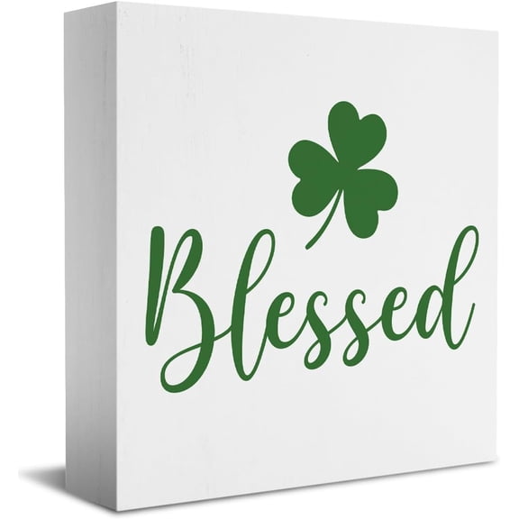 Zomyto 5"x5" Farm house Spring Lucky Wooden Box Sign Funny March St Patrick's Day Wood Block Plaque Desk Decor