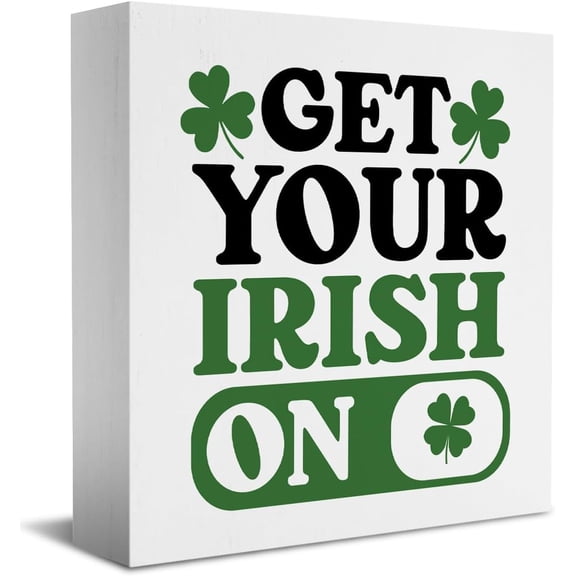 Zomyto 5"x5" Farmhouse Spring Lucky Wooden Box Sign Funny March Desk Decor Rustic Decorative Wood Block Plaque St Patricks Day Decor for Home Tiered Tray Tabletop Decoration Desk Essentials