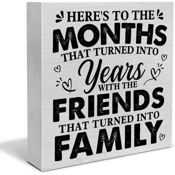 Zomyto 5"x5" Friend Quote Decorative Wooden Box Sign the Friends That Turned into Family Wood Block Plaque Decor