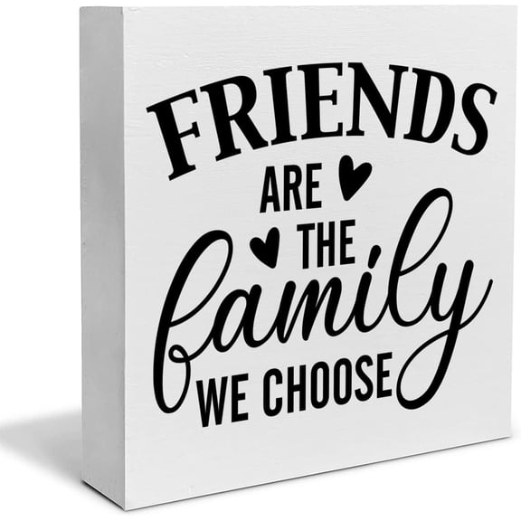 Zomyto 5"x5" Friendship Decorative Wooden Box Sign Friends are the Family We Choose Wood Block Plaque Decor