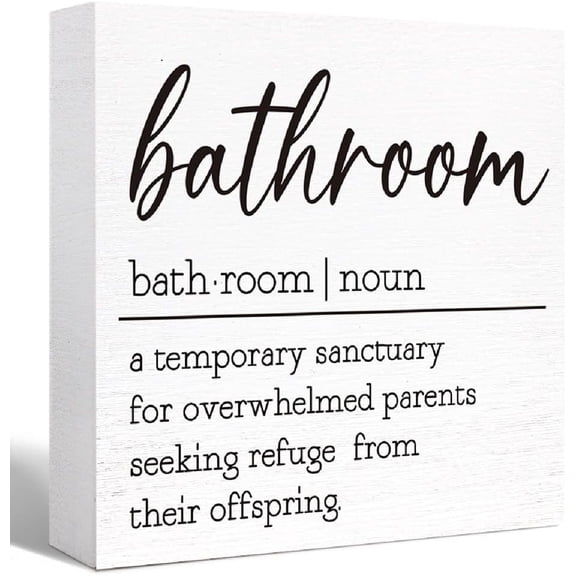 Zomyto 5"x5" Funny Bathroom Wood Sign Bathroom Definition Sign Wood Block Sign