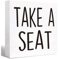 thumbnail image 1 of Zomyto 5"x5" Funny Bathroom Wood Sign Take a Seat Wood Block Sign,Farmhouse Bathroom Wooden Box Sign, 1 of 7