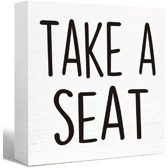Zomyto 5"x5" Funny Bathroom Wood Sign Take a Seat Wood Block Sign,Farmhouse Bathroom Wooden Box Sign