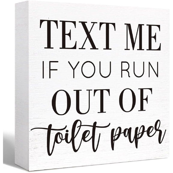 Zomyto 5"x5" Funny Bathroom Wood Sign Text Me If You Run Out of Toilet Paper Sign Wood Block Sign,Farmhouse Bathroom Wooden Box Sign