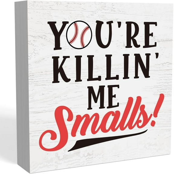 Zomyto 5"x5" Funny Boy Gifts Sandlot Baseball Desk Decor Rustic Birthday Gifts for Boys Wood Box Sign Farmhouse Home Table Shelf Baseball Room Decor