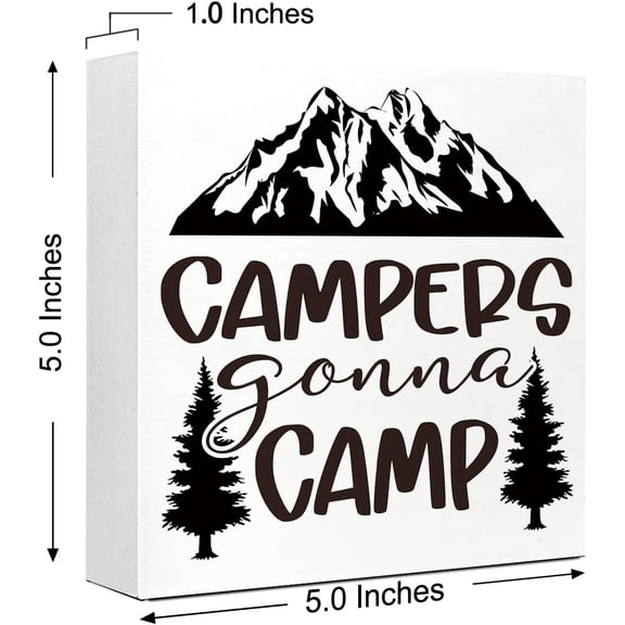 Zomyto 5"x5" Funny Camping Wooden Plaque Signs Desk Decor,Campers Gonna Camp Quote Camping Signs