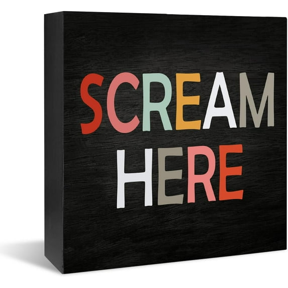 Zomyto 5"x5" Funny Home Decor Signs Wooden Box Sign,Home Desk Decor Humor Bedroom Wood Sign Stress Relieve Colorful Word Stress Decor