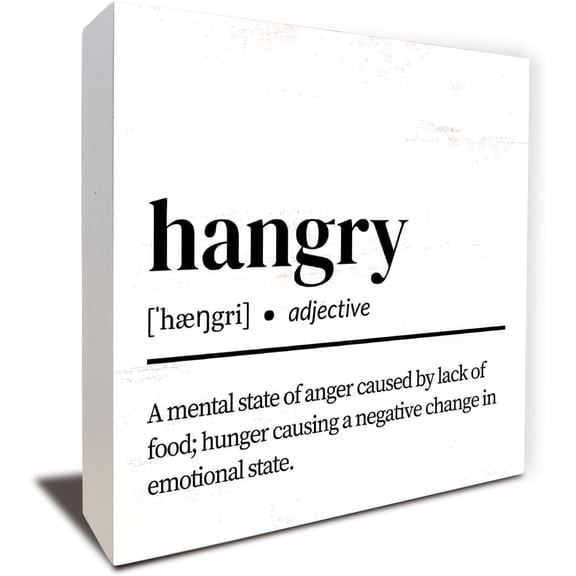 Zomyto 5"x5" Funny Kitchen Table Decor Wooden Box Sign, Hangry, Kitchen Gifts