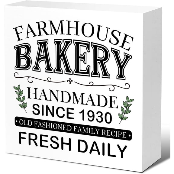 Zomyto 5"x5" Funny Kitchen Wood Block Signs,Farmhouse Bakery Handmade Wooden Box Sign