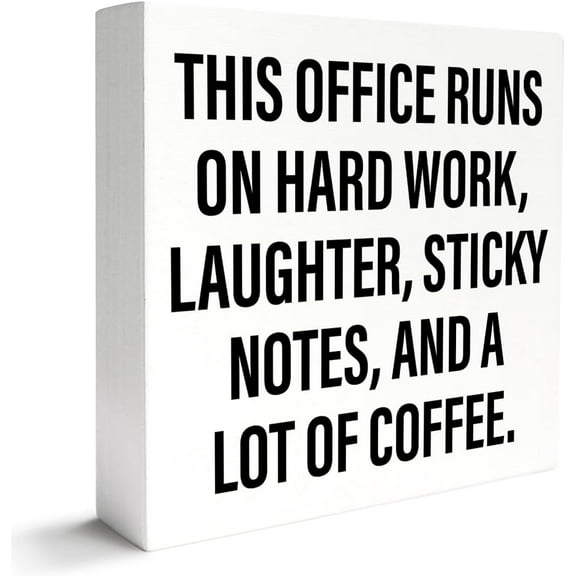 Zomyto 5"x5" Funny Office Decor Wooden Box Sign for Work Women Men,Runs on Hard Work,Humor Quotes Offices Boss Coworker