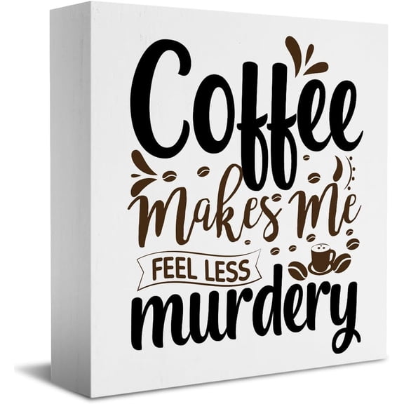 Zomyto 5"x5" Funny Office Gifts for Coworkers Rustic Wooden Box Sign Home Office Desk Decor Boss Day Coworker Gifts Boss Appreciation Gifts Kitchen Cafe Coffee Shelf Decor
