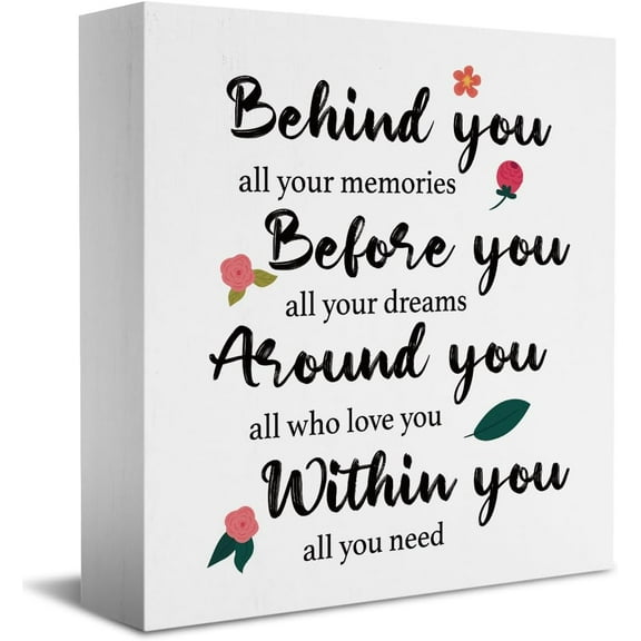 Zomyto 5"x5" Graduation Gifts Senior Night Gifts Inspirational Birthday Gifts Farmhouse Home Decor for Bathroom Rustic Wooden Box Sign for Desk Shelf Table Decoration