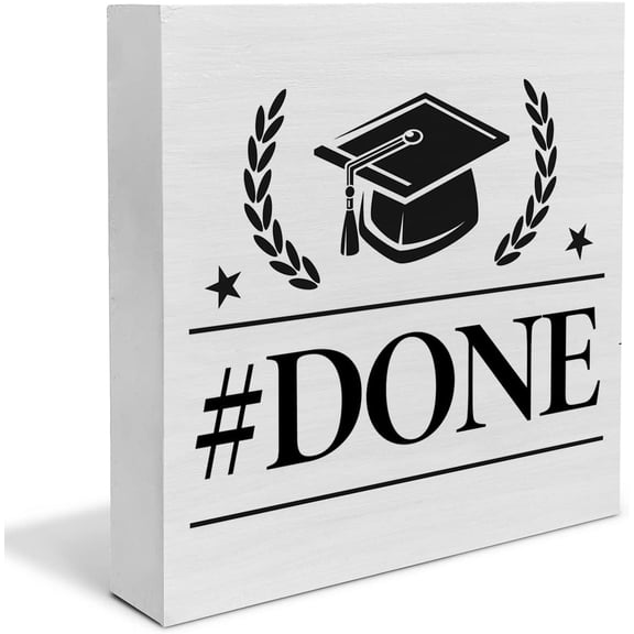 Zomyto 5"x5" Graduation Quote Wood Box Sign Decor Desk Sign Graduation Cap Done Wooden Box Block Sign