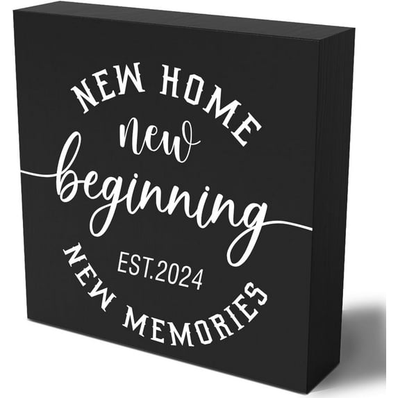 Zomyto 5"x5" Home Warnings new Home Housewarming Housewarming Decorations Wood Sign Desk Decor Black Wooden Box Sign
