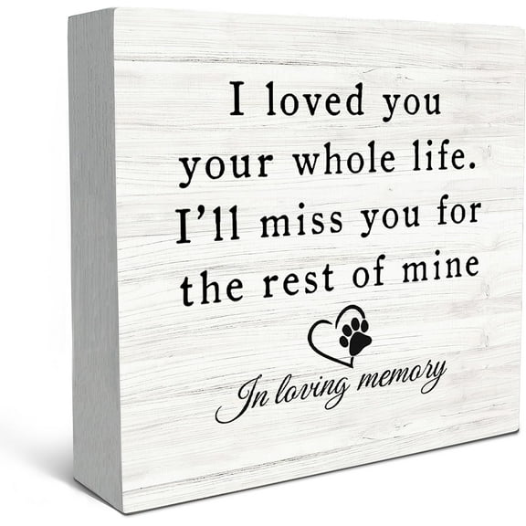 Zomyto 5"x5" In Loving Memory of Pet Quote I Love You Your Whole Life Wood Box Sign Desk Decor,Rustic Wooden Block Box Sign Decoration
