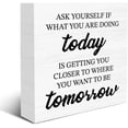thumbnail image 1 of Zomyto 5"x5" Inspirational Motivational Sayings Wooden Box Sign Ask Yourself If What You Are Doing Today Wood Sign Decor Wooden Block Sign, 1 of 8