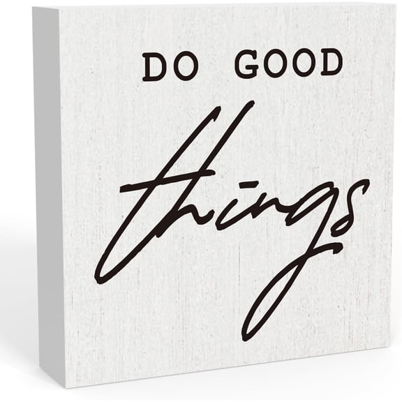 Zomyto 5"x5" Inspirational Quote Do Good Things Wooden Box Sign Office Desk Decor Motivational Wood Box Sign