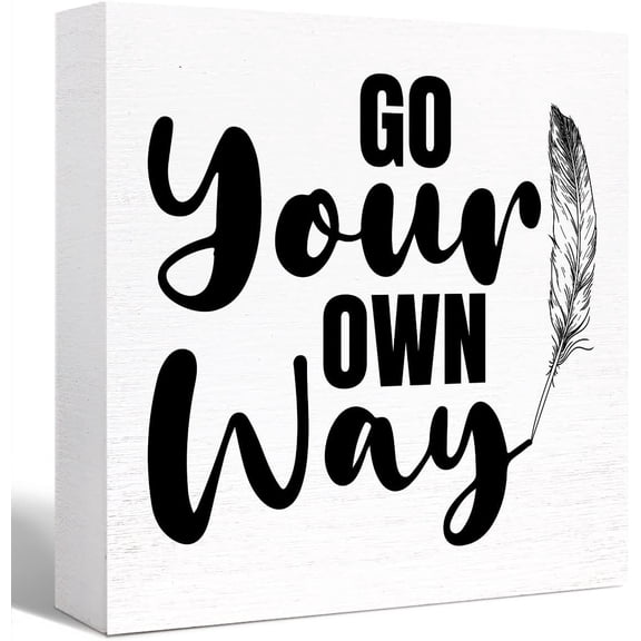 Zomyto 5"x5" Inspirational Wood Box Sign Go Your Own Way Wooden Block Sign Motivational Office Cubicle Table Décor Coworker Employee