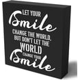 thumbnail image 1 of Zomyto 5"x5" Inspirational Wooden Box Sign Plaque Let Your Smile Change the World Wood Box Sign, 1 of 6