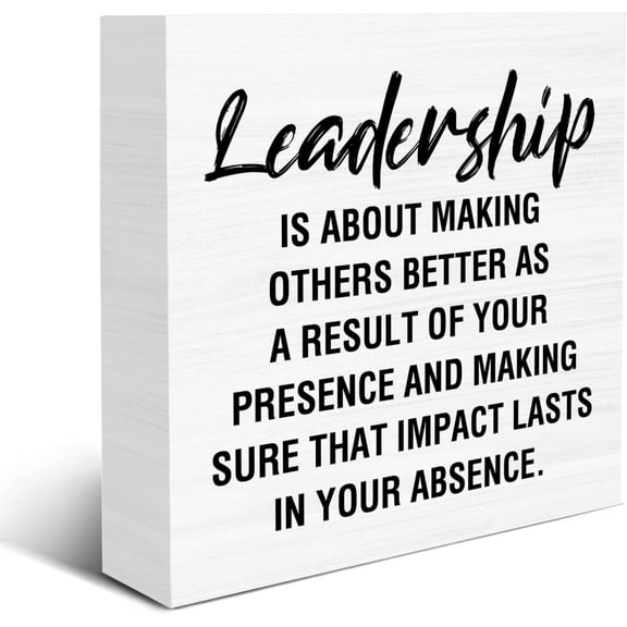 Zomyto 5"x5" Leadership Quotes Wooden Box Sign Motivational Leader Boss Wood Sign Decor With Sayings Wooden Block Sign