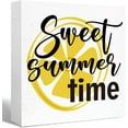 thumbnail image 1 of Zomyto 5"x5" Lemon Decor Wood Box Sign Sweet Summer Time Lemon Wooden Block Sign Desk Décor,Farmhouse Summer Lemon Sign Decor, 1 of 7