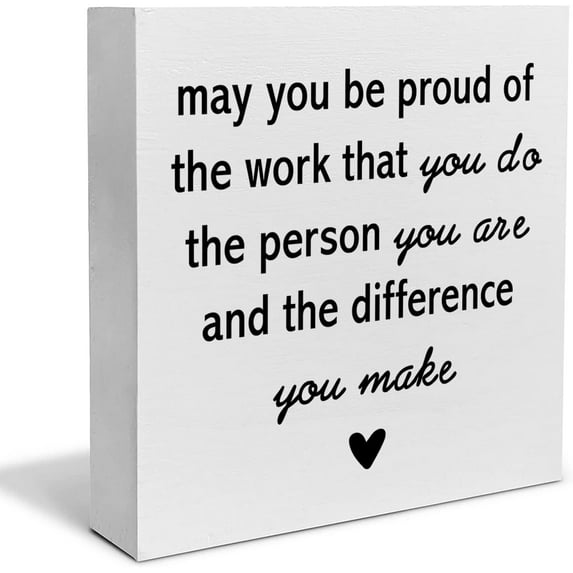 Zomyto 5"x5" May You Be Proud of the Work Decorative Wooden Box Sign Employee Coworker Appreciation Gift Wood Block Plaque Desk Decor Office Shelf or Wall Display