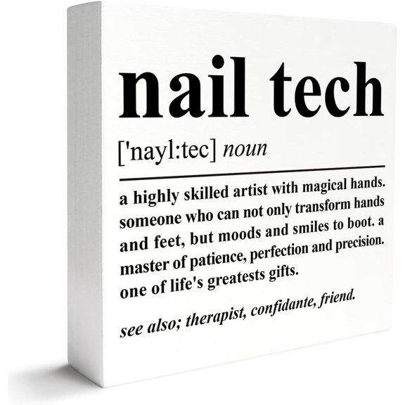 Zomyto 5"x5" Nail Tech Gifts for Women, Nail Tech Graduation Gifts Manicurist Nail Technician Boss Gift Nail Tech Salon Decor, Magical Hands, Wooden Box Sign