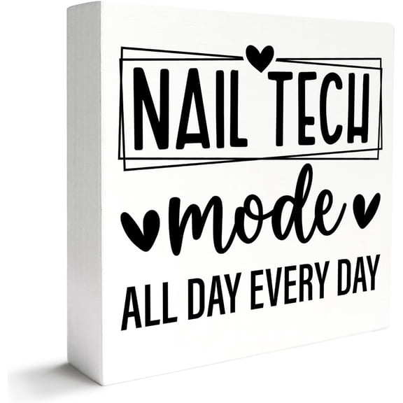 Zomyto 5"x5" Nail Techs for Women,Nail Tech Birthday Christmas Graduations Manicurist Nail Technician Boss Nail Tech Salon Decor,Nail Tech Mode,Wooden Box Sign