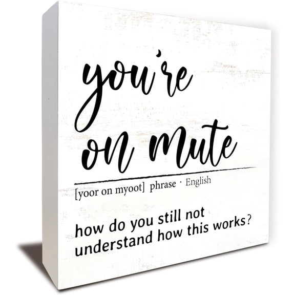 Zomyto 5"x5" Office Decor, Funny Work Decor, You Are On Mute, Wooden Box Signs for Office Decor