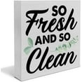 thumbnail image 1 of Zomyto 5"x5" Rustic Bathroom Wooden Box Sign Desk Decor, So Fresh and So Clean Wood Block Sign Home Bathroom Tabletop Shelf Desk Decoration,, 1 of 6