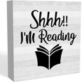 thumbnail image 1 of Zomyto 5"x5" Rustic Book Lover Shelf Library Decor Home Office Desk Decor Wood Box Sign Farmhouse Bookshelf Decor Gift for Reader I'm Reading, 1 of 6