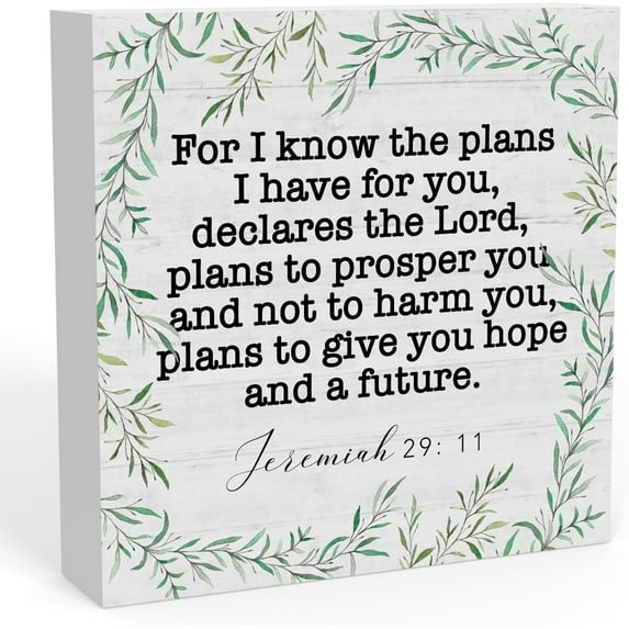 Zomyto 5"x5" Rustic For I Know The Plans I Have For You Jeremiah 29:11 Sign, Christian Religious Gifts Home Office Desk Decor for Men Women, Shelf Table Decor Bible Verse Jesus Gifts