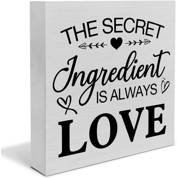 Zomyto 5"x5" Rustic Kitchen Wooden Box Sign Desk Decor,the Secret Ingredient Is Always Love Wood Block Sign