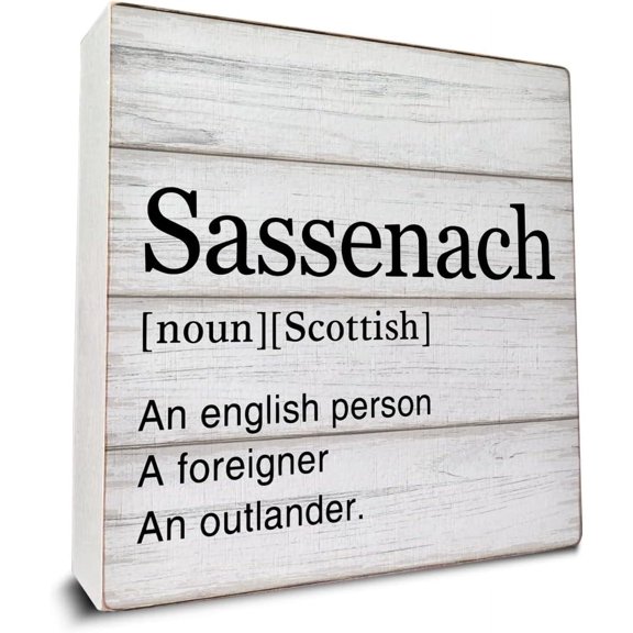Zomyto 5"x5" Sassenach Gift Sassenach Definition Wooden Box Sign Sassenach Quotes Desk Decorative Wooden Sign Home Decor for Desk Table Shelf