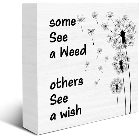 Zomyto 5"x5" Some See a Weed Others See a Wish Wooden Box Sign Dandelion Positive Quote Wood Sign Decor Wooden Block Sign