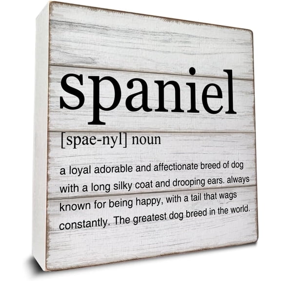 Zomyto 5"x5" Spaniel Definition Wooden Box Sign Spaniel Quotes Desk Decorative Wooden Sign