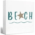 thumbnail image 1 of Zomyto 5"x5" Summer Beach Theme Wood Box Sign Beach Starfish Wooden Block Sign Desk Décor,Summer Beach Sign Decor, 1 of 6