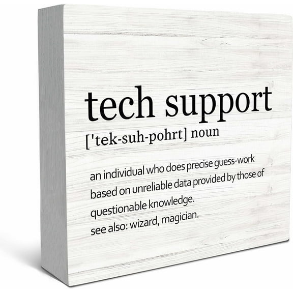 Zomyto 5"x5" Tech Support Office Wood Box Sign Desk Decor,Tech Supports,For It Tech Guys,Desk Decorations Office,It Techs Wooden Box Sign