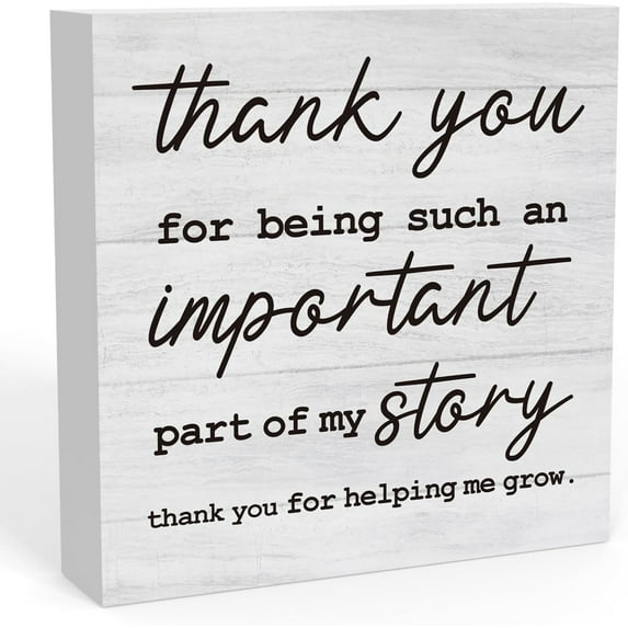 Zomyto 5"x5" Thank You Gifts for Teachers Boss Leaders Coworker Friends Inspirational Wooden Box Sign Office Desk Decor Motivational Wood Box Sign Decorative Rustic Farmhouse Decor